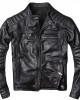 Men's Motorcycle Genuine Sheepskin Leather Jacket Cafe Racer Biker Black Jacket