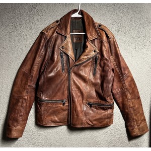Vintage Men's Leather Classic Distressed Brown Motorcycle Biker Jacket Xl