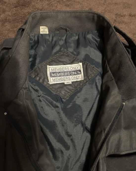 Members Only Iconic Racer Men's Black Bomber Jacket Stand-Up Full Zip Size 40