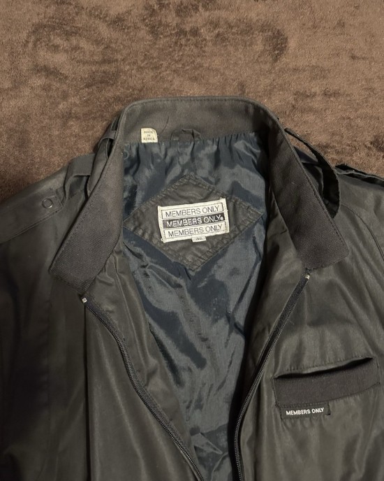 Members Only Iconic Racer Men's Black Bomber Jacket Stand-Up Full Zip Size 40