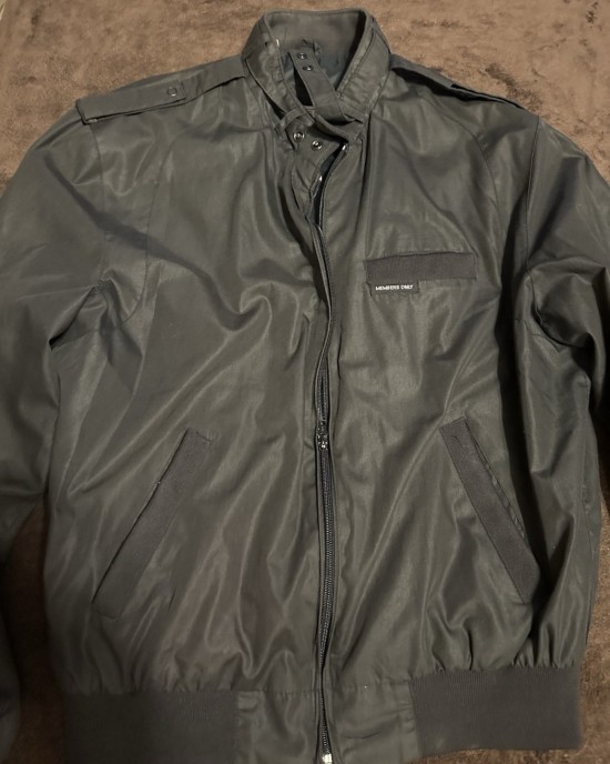 Members Only Iconic Racer Men's Black Bomber Jacket Stand-Up Full Zip Size 40