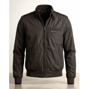 Members Only Iconic Racer Men's Black Bomber Jacket Stand-Up Full Zip Size 40