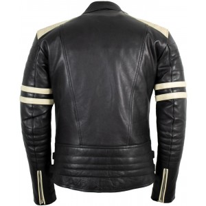 Motorcycle Leather Jacket Retro Jacket Mens 80's Old School Biker Jacket Rocker