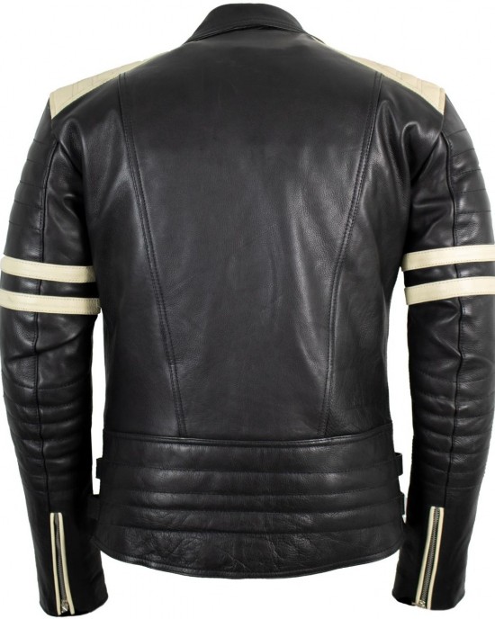 Motorcycle Leather Jacket Retro Jacket Mens 80's Old School Biker Jacket Rocker