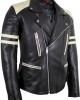 Motorcycle Leather Jacket Retro Jacket Mens 80's Old School Biker Jacket Rocker