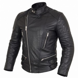 Retro Leather Jacket Motorcycle Motorbike Jacket 80's Old School Protectors Mens Biker