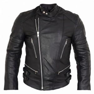 Retro Leather Jacket Motorcycle Motorbike Jacket 80's Old School Protectors Mens Biker