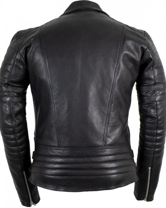 Retro Motorcycle Leather Jacket 80's Old School Rocker Jacket Chopper Mens