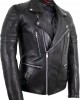 Retro Motorcycle Leather Jacket 80's Old School Rocker Jacket Chopper Mens