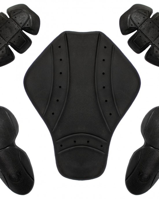 Motorcycle Protectors Set Ce Shoulder Elbow Back Jacket 5 Piece Black