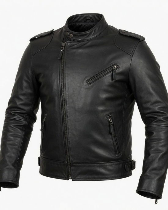 Men Leather Jacket Genuine Lambskin Leather Motorcycle Slim Fit Biker Jacket