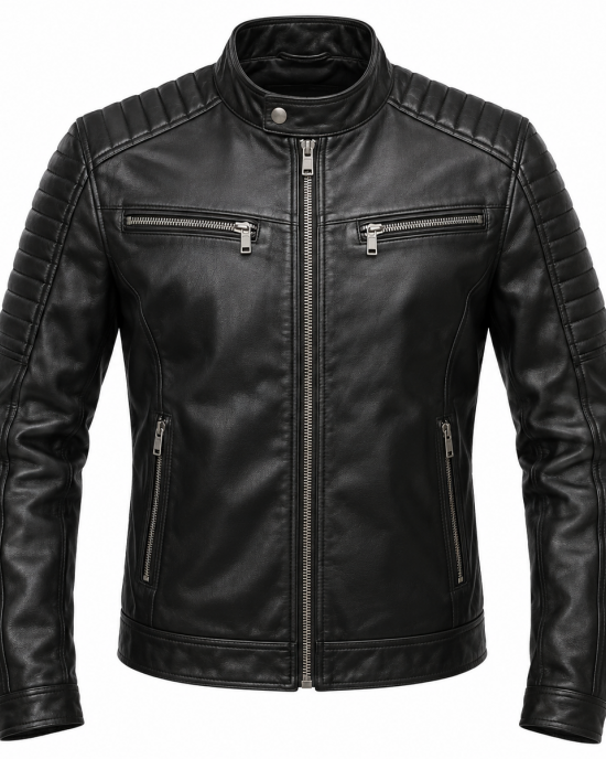Men Motorcycle Genuine Lambskin Leather Jacket Slim Fit Biker Jacket Coat New
