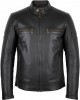 Motorcycle Biker Jacket Leather Jacket Black with Genuine Leather Protectors