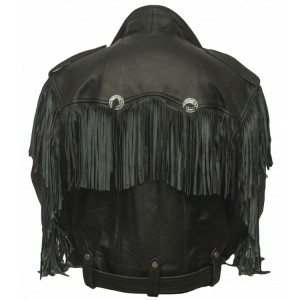 Cowhide Leather Chopper Jacket, Motorcycle Jacket, Biker Jacket, Fringe, Retro