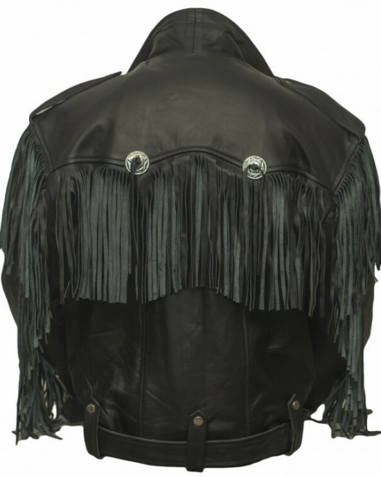Cowhide Leather Chopper Jacket, Motorcycle Jacket, Biker Jacket, Fringe, Retro