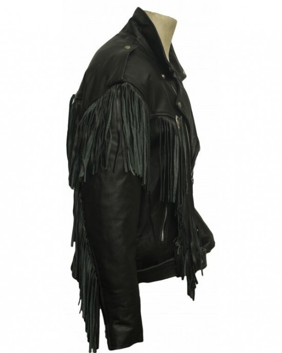 Cowhide Leather Chopper Jacket, Motorcycle Jacket, Biker Jacket, Fringe, Retro