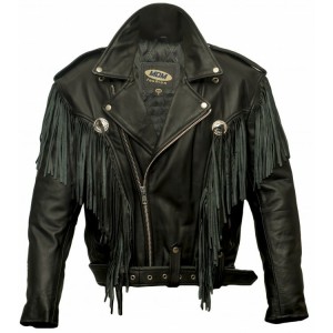 Cowhide Leather Chopper Jacket, Motorcycle Jacket, Biker Jacket, Fringe, Retro