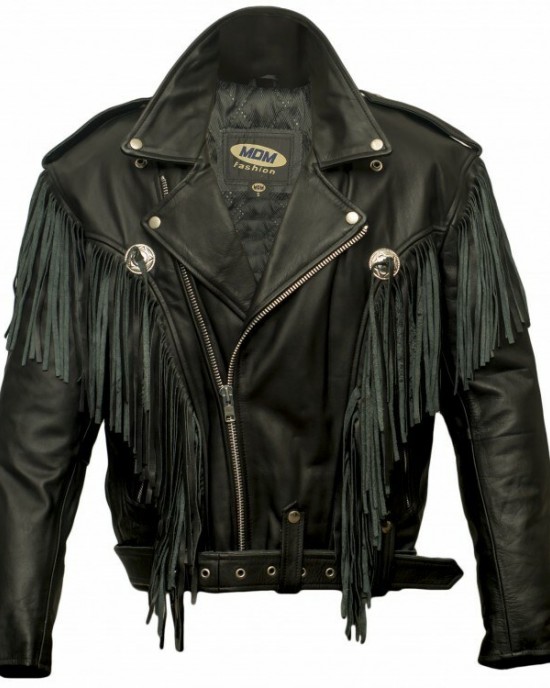 Cowhide Leather Chopper Jacket, Motorcycle Jacket, Biker Jacket, Fringe, Retro