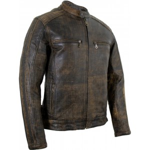 Retro Motorcycle Leather Jacket Vintage Distressed Motorbike Jacket Biker Chopper Quilted