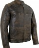 Retro Motorcycle Leather Jacket Vintage Distressed Motorbike Jacket Biker Chopper Quilted