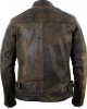 Retro Motorcycle Leather Jacket Vintage Distressed Motorbike Jacket Biker Chopper Quilted