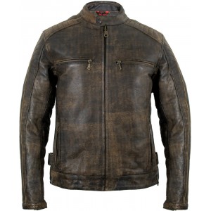 Retro Motorcycle Leather Jacket Vintage Distressed Motorbike Jacket Biker Chopper Quilted