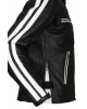 Mens Motorcycle Leather Jacket Biker Retro Stripe Rocker Jacket Chopper Quilted