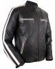 Mens Motorcycle Leather Jacket Biker Retro Stripe Rocker Jacket Chopper Quilted