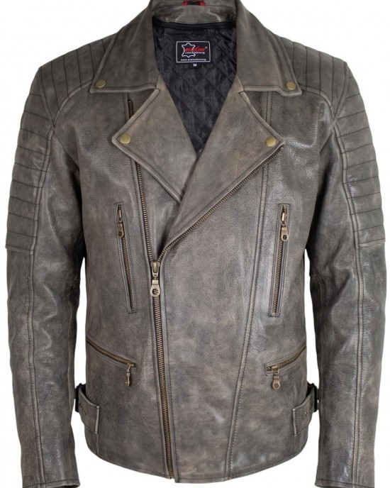 Retro Designer Motorcycle Leather Jacket in Vintage Brown with Protectors Biker Jacket