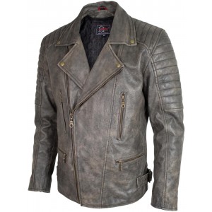 Retro Designer Motorcycle Leather Jacket in Vintage Brown with Protectors Biker Jacket