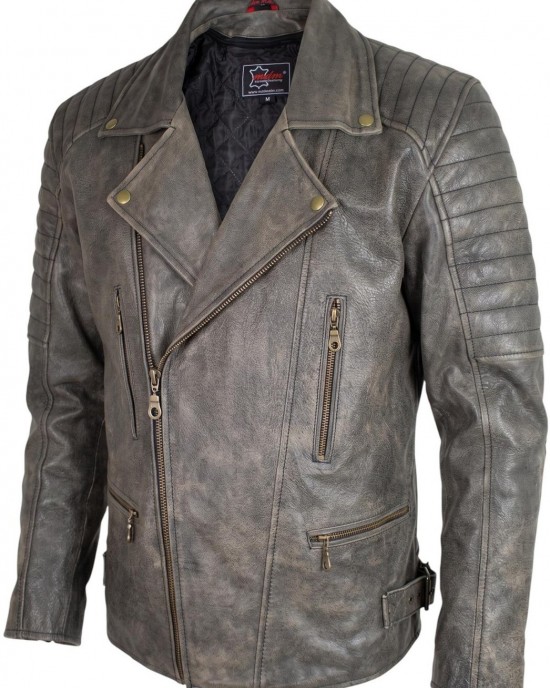 Retro Designer Motorcycle Leather Jacket in Vintage Brown with Protectors Biker Jacket