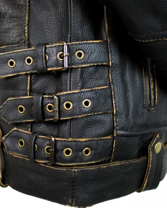 Mens Motorcycle Leather Jacket Old School Rocker Jacket Biker Jacket Chopper Jacket