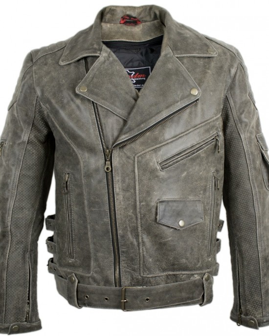 Mens Motorcycle Leather Jacket Old School Rocker Jacket Biker Jacket Chopper Jacket