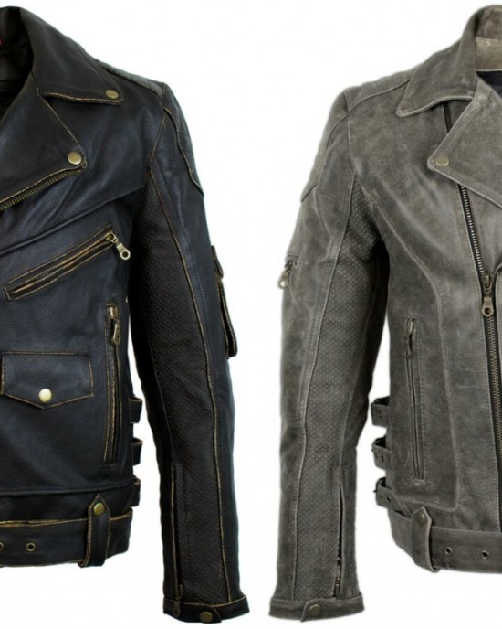 Mens Motorcycle Leather Jacket Old School Rocker Jacket Biker Jacket Chopper Jacket