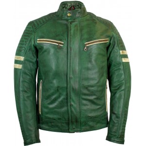 Mens Retro Motorcycle Leather Jacket with Protectors Biker Jacket Motorbike Jacket