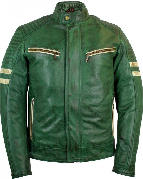 Mens Retro Motorcycle Leather Jacket with Protectors Biker Jacket Motorbike Jacket