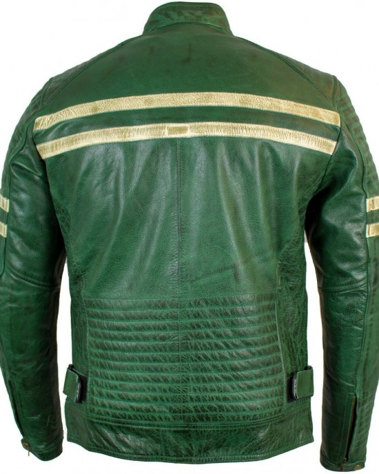 Mens Retro Motorcycle Leather Jacket with Protectors Biker Jacket Motorbike Jacket