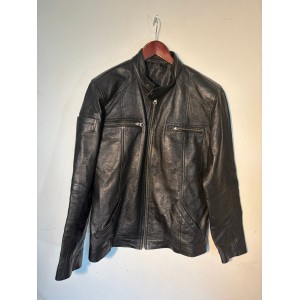 Men Genuine Lambskin Leather Motorcycle Slim Fit Jacket Bomber Biker Jacket - Fk