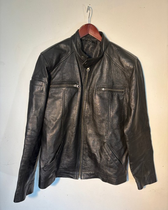 Men Genuine Lambskin Leather Motorcycle Slim Fit Jacket Bomber Biker Jacket - Fk