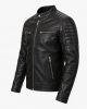 Men's Black Genuine Leather Cafe Racer Jacket – Slim Fit Biker Coat with Zippere