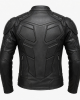 Men's Black Leather Tactical Biker Jacket Futuristic Armor Style Slim Fit Moto