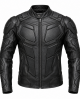 Men's Black Leather Tactical Biker Jacket Futuristic Armor Style Slim Fit Moto