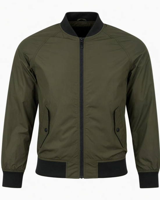 Men's Spring Fall Thin Bomber Jacket Full-Zip Sportswear Lightweight Casual Coat