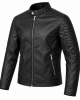 Men Motorcycle Faux Leather Jacket - Black Economy Zip Up Moto Biker Jacket