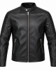 Men Motorcycle Faux Leather Jacket - Black Economy Zip Up Moto Biker Jacket