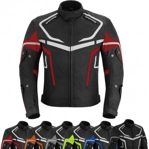 Mens Motorbike Jacket Waterproof Ce Armoured for Bikers Coat Cordura Textile - Black