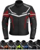 Mens Motorbike Jacket Waterproof Ce Armoured for Bikers Coat Cordura Textile - Black