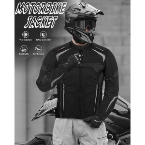 Men's Modular Textile Jacket Waterproof Ce Approved Motorcycle Motorbike Coat - Black