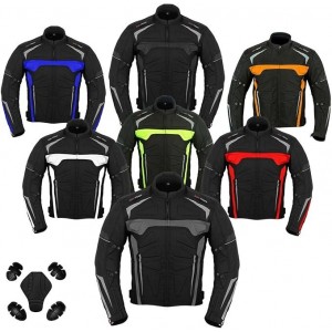Men's Modular Textile Jacket Waterproof Ce Approved Motorcycle Motorbike Coat - Black