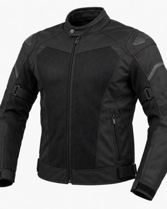 Men's Waterproof Motorcycle Jacket Cordura Ce Armored Breathable Summer Riding - Black